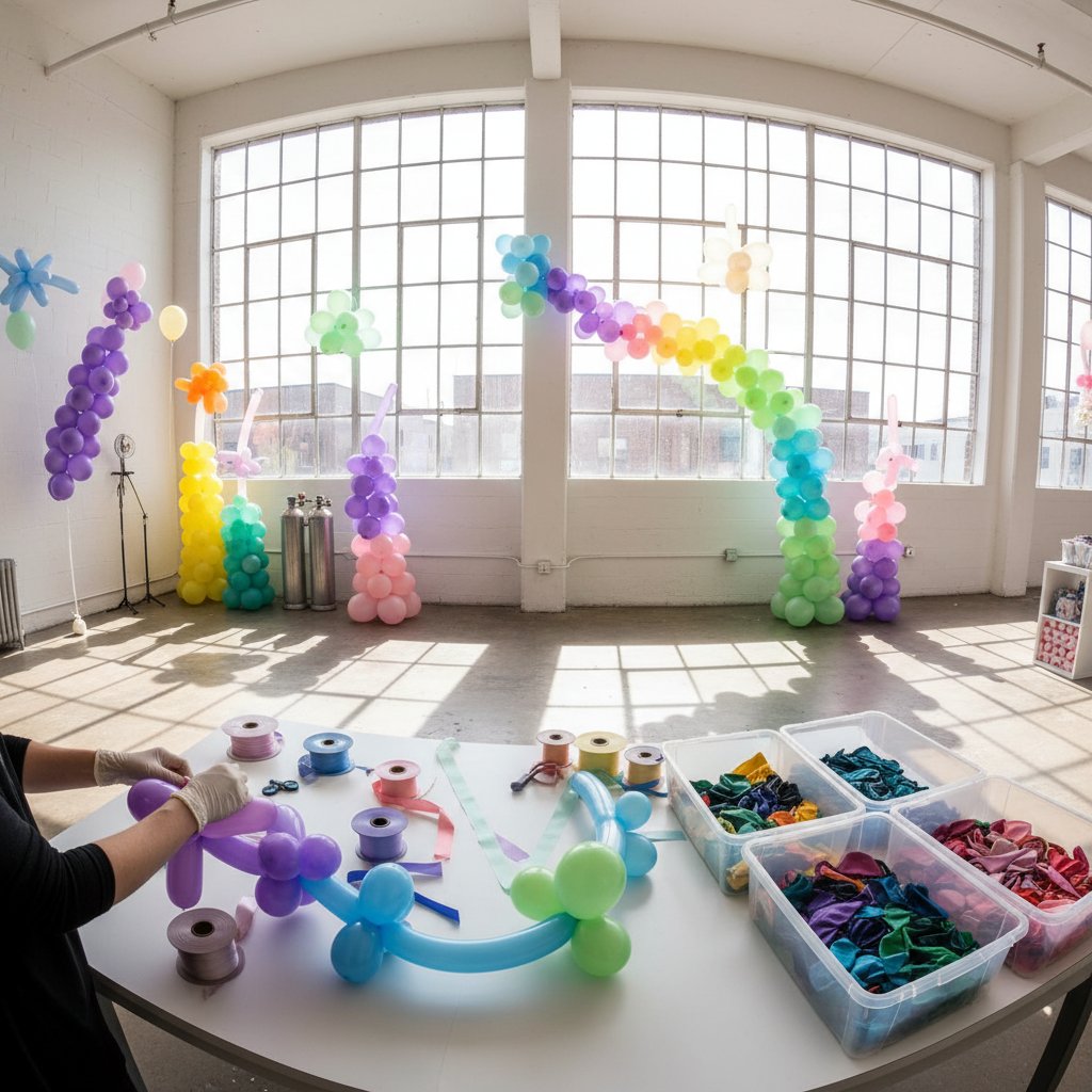Our balloon decoration workspace in London